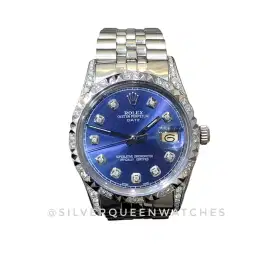 Rolex 34mm Date Diamond kaki Bezel