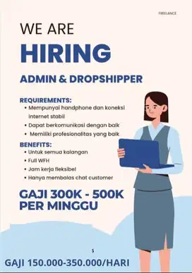 Admin pemasaran / dropshipper