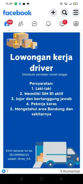 Lowongan kerja driver