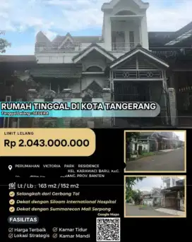 Dijual Rumah Victoria Park Residence Karawaci Baru