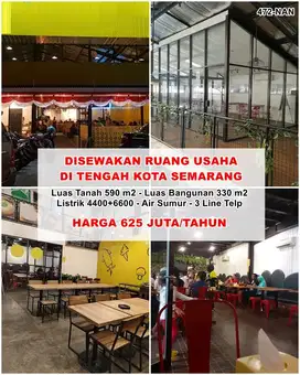 Disewakan  Cocok Untuk Kuliner, Resto / Showroom Lokasi di semarang