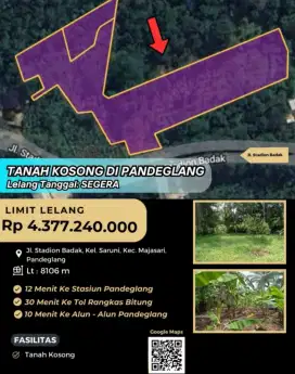 Dijual Tanah Stadion Badak Pandeglang