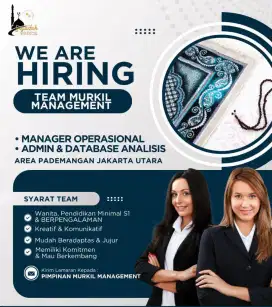 DIBUTUHKAN MANAGER OPERASIONAL DAN ADMIN DATABASE