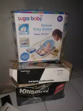 Jual borongan tempat duduk bayi+vacum+amplifier mobil kondisi baru