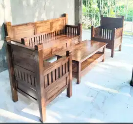 Meja kursi tamu satu set kayu jati asli