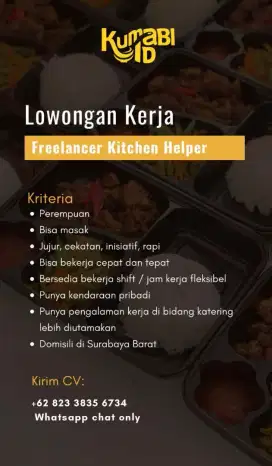 Dicari freelancer pembantu dapur