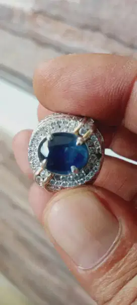 Blue sapphire srilangka ring perak