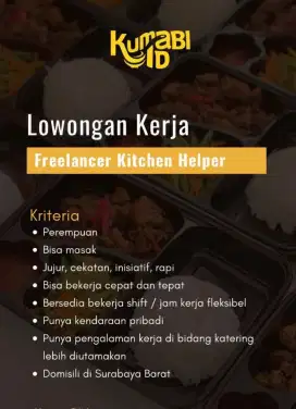 Dicari freelancer pembantu dapur