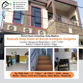 RUMAH 3Lantai Bagus Siap Huni Depan UNİPMA