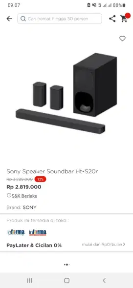 SONY SPEAKER SOUNDBAR HT-S20R