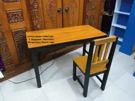 Paket Set Meja Kursi Komputer Kerja Kantor Belajar Tulis Kost Kayu #BT