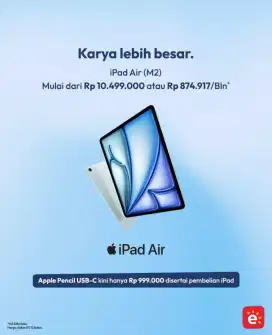 Ready iPad Air M2 Resmi iBox, Bisa Kredit Pakai KTP Saja 0%