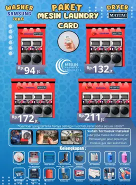 Paket usaha laundry Self service Card Sistem 5 Stack