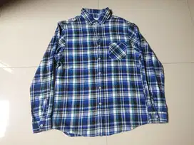 kemeja flanel biru murah