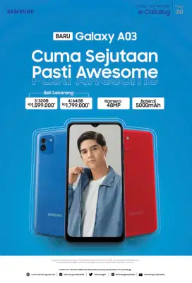 Samsung A03 Ram 3+32, Warna Merah & Hitam