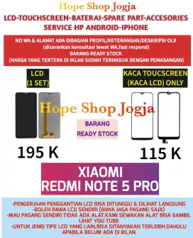 Service HP-Baterai-Touchscreen-LCD XIAOMI REDMI NOTE 5 PRO