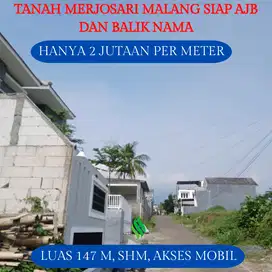 Tanaah Dijual Merjosari Malang Siap Balik Nama Cocok Untuk Investasi