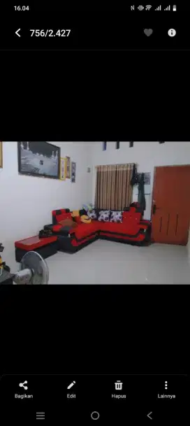 SOFA LETER L MERAH HITAM