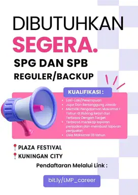 dibutuhkan SPG/SPB retail FASHION