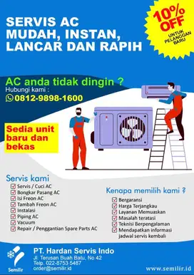 SEMILIR - Jasa Service AC Bandung, Murah, Berkualitas dan Professional