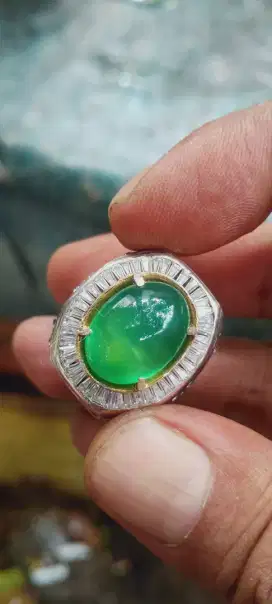 Batu chrysocola in chalcedony ring perak