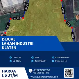 Dijual Lahan Strategis Industri,Lokasi Kuncen Klaten,Luas 6,3 Ha,Bu!