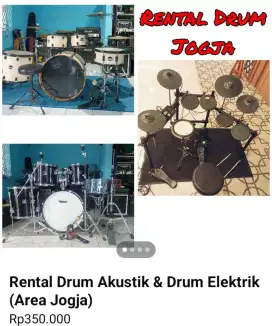 Rental Drum Akustik & Elektrik / Snare Drum / Cymbal Set / Cajon Dll