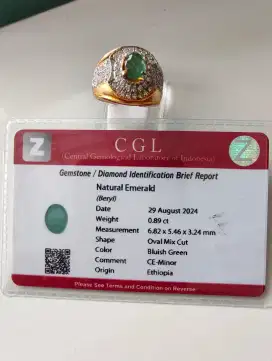 Natural Emerald Beryl Zamrud Memo CGL