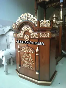 mimbar masjid mushola khutbah bahan kayu jati #09