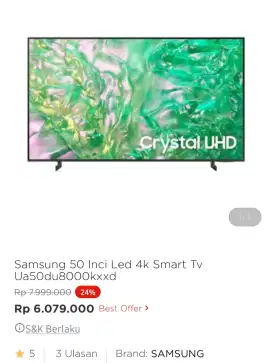 SAMSUNG LED SMART 4K 50 UA50DU8000