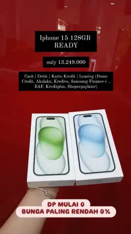 READY IPHONE 15 128GB GARANSI RESMI IBOX NEW SEGEL