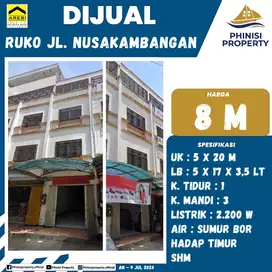 DIJUAL RUKO 3,5 LANTAI DI JALAN NUSAKAMBANGAN PASAR SENTRAL