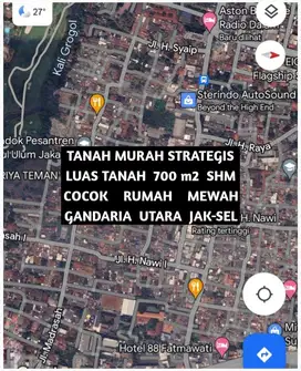 TANAH MURAH STRATEGIS DI GANDARIA UTARA KEBAYORAN BARU