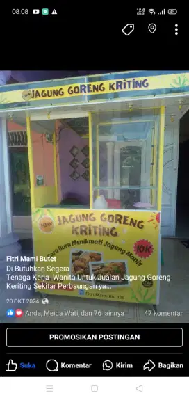 Jual Steling semi box bekas jual jagung goreng