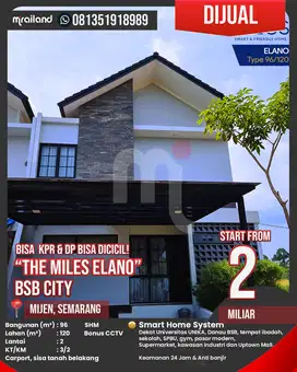 Dijual Rumah Modern 2 Lantai KPR  The Miles  BSBCity, Mijen, Semarang