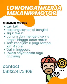 Lowongan montir teknisi bengkel motor