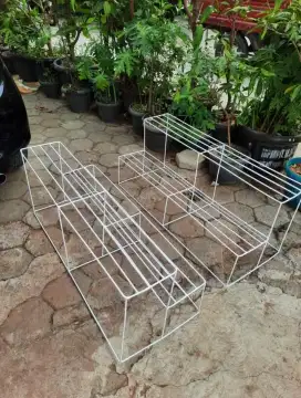 Rak pot bunga besi padat 2 tingkat panjang 1meter