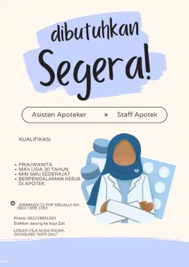 Lowongan Staff Apotek Bojongkulur Vila Nusa Indah