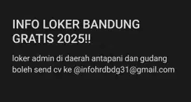 INFO LOKER BANDUNF GRATISS 2025!!