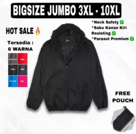 Jaket Jumbo Big Size Besar 10XL Jaket Lari Jogging Olahraga Parasut