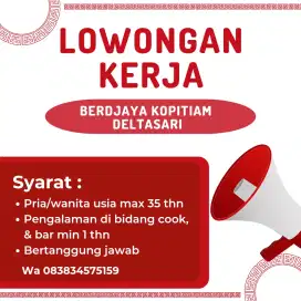 Dibutuhkan karyawan utk kedai kopi