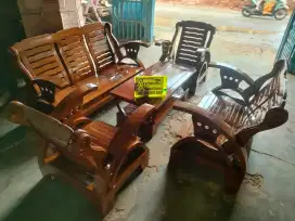 Kursi tamu motif becak minimalis material kayu jati