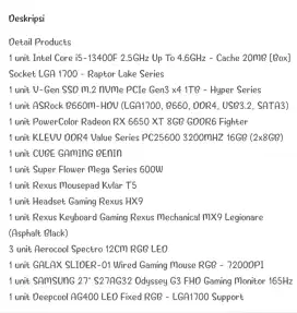 PC/KOMPUTER I5 Gen 13F 16GB/1000GB
