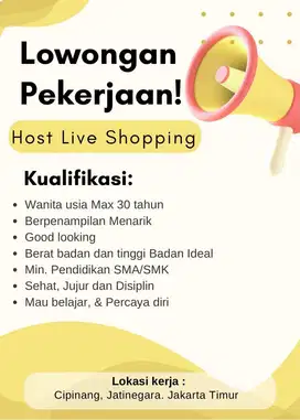 Lowongan Kerja Host Live Shopping Fashion