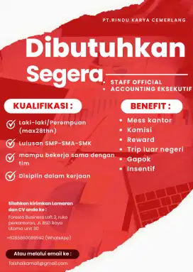 Lowongan pekerjaan staff official