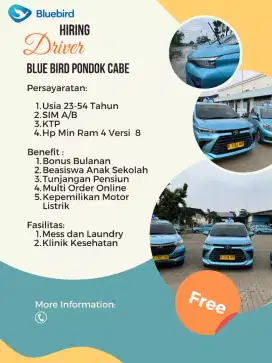 Tersedia Lowongan Driver Taxi Bluebird