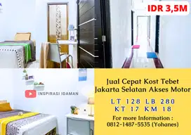 Jual Cepat kost 17 kamar Tebet Jakarta Selatan akses motor