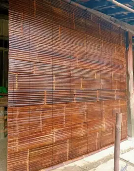 Jual tirai bambu outdoor finishing vernis