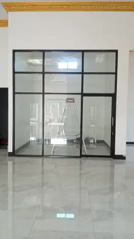 bikin partisi kaca almanium toko atau rumah