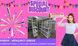 Jual murah Rak siku lubang  gondola rak minimarket